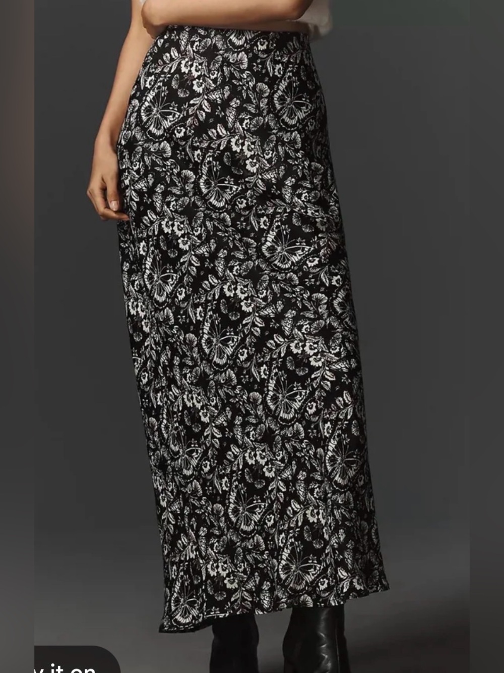 Anthropologie tilda maxi slip skirt butterfly print size extra small black
